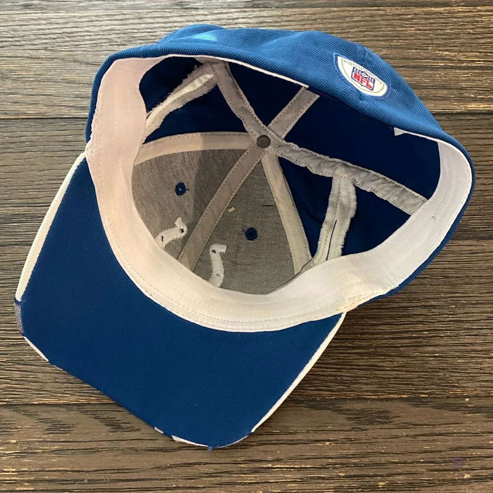 Vintage Indianapolis Colts Hat Cap Flex Fit One Size Blue White RBK Reebok NFL